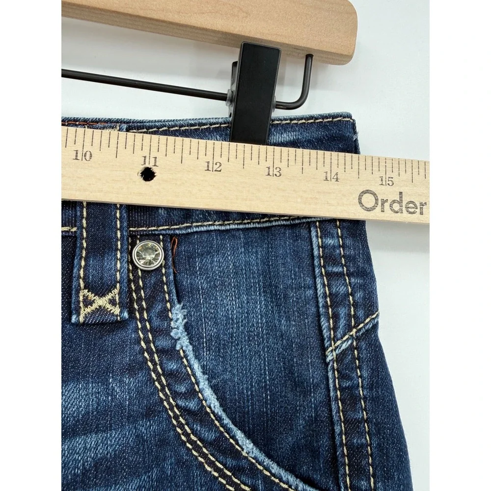 Rock Revival Jeans Womens 27 Blue Adele Skinny Dark Wash Embroidered Denim Pants - Picture 8 of 12